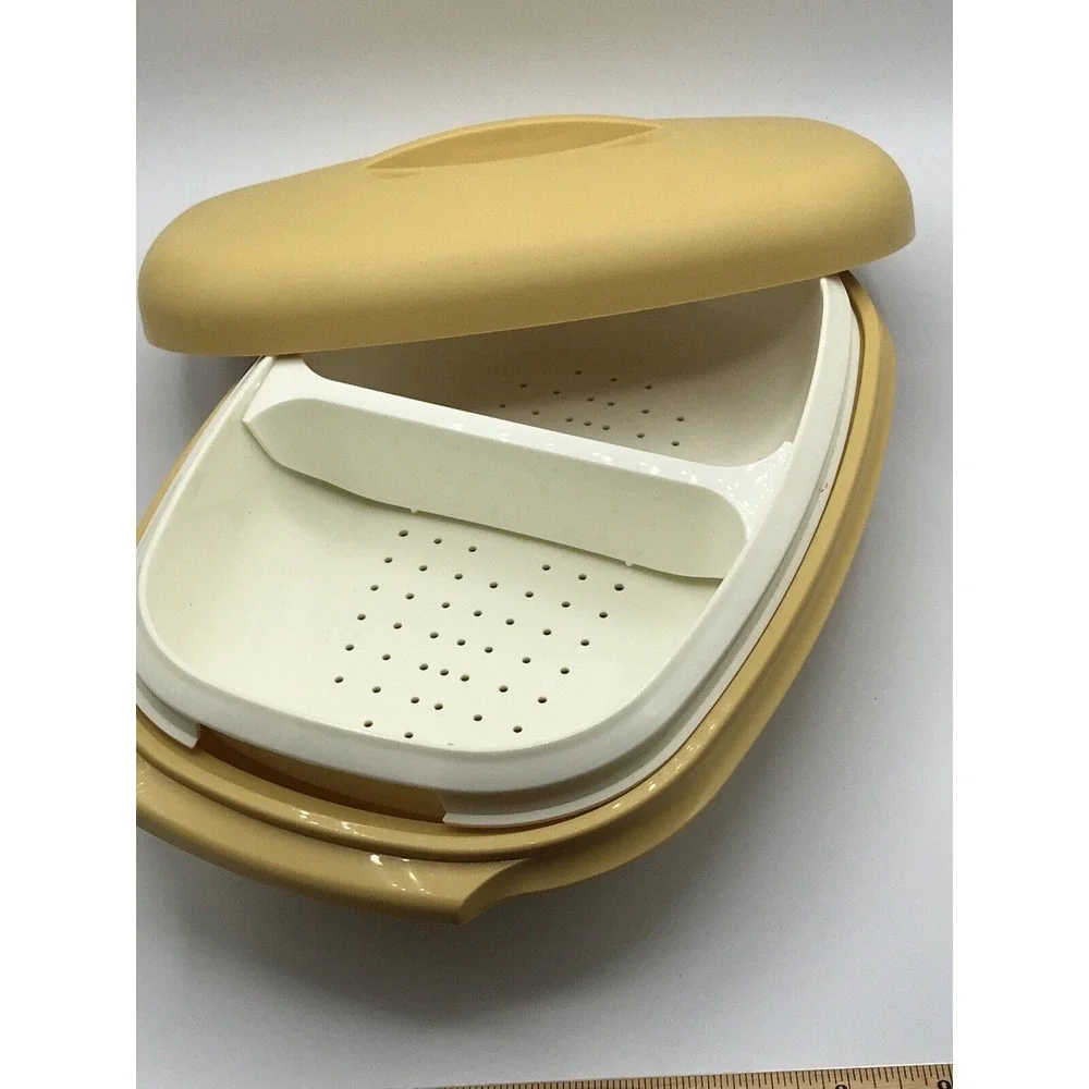 Tupperware  Gold Rice Vegetable Steamer‎ Lid Strainer & divider 4 pc